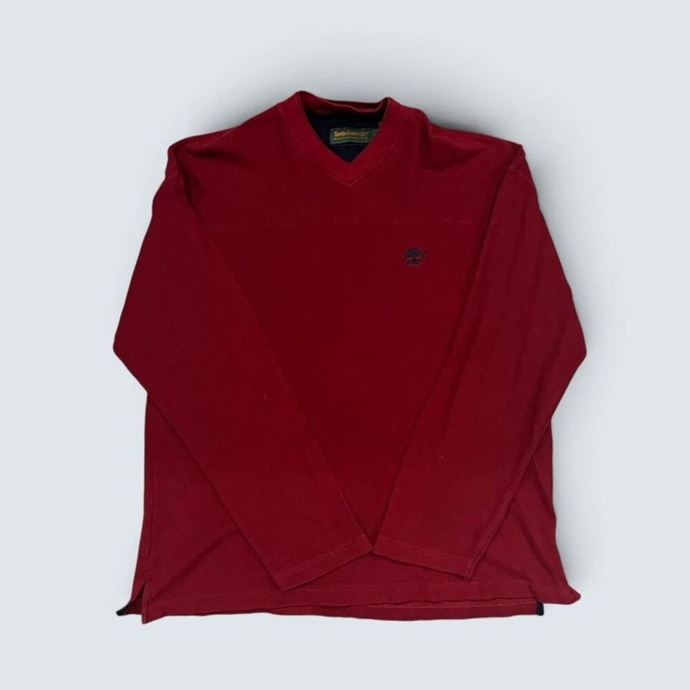 Timberland Men's Red and Burgundy Shirt